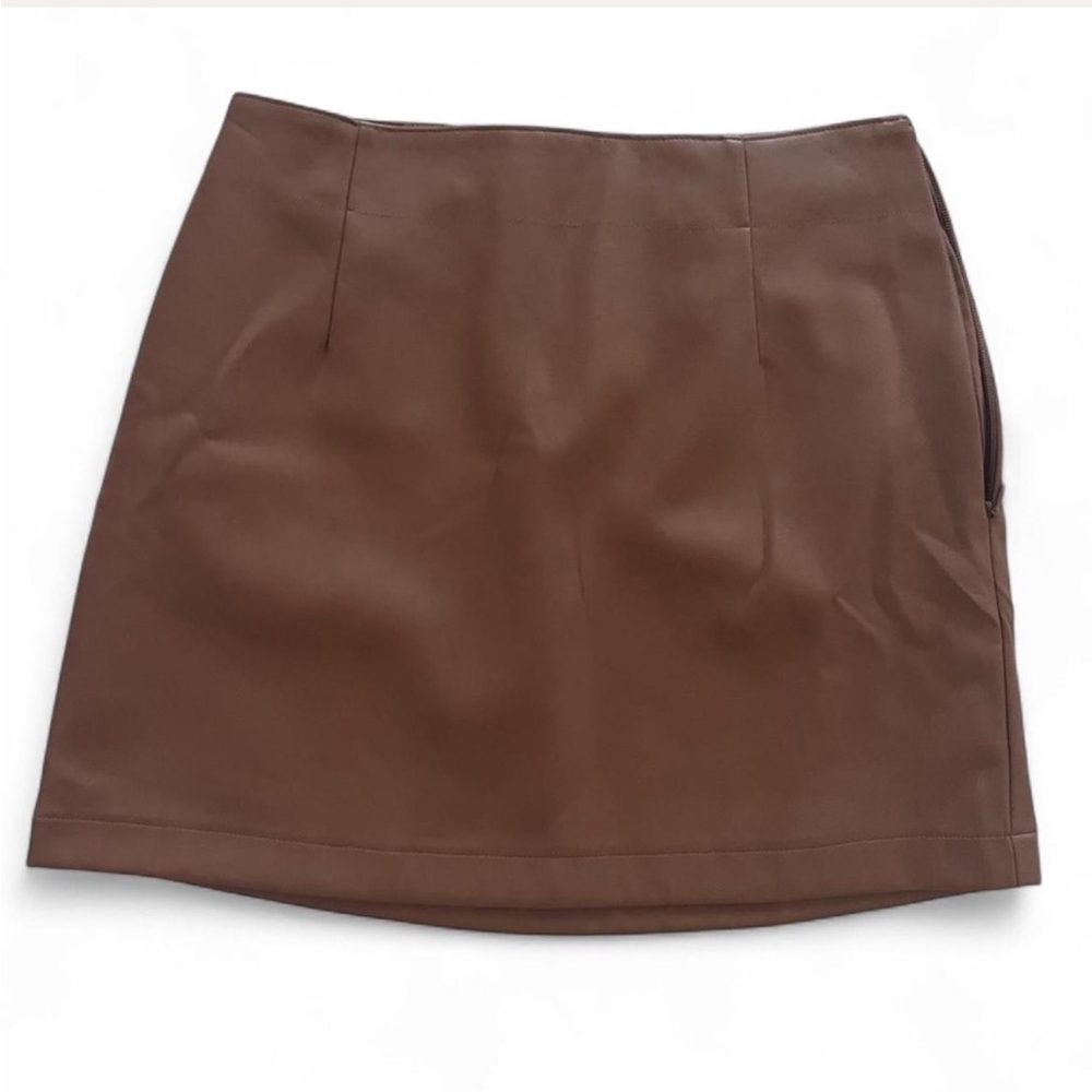 Abercrombie Brown Vegan Leather Skirt